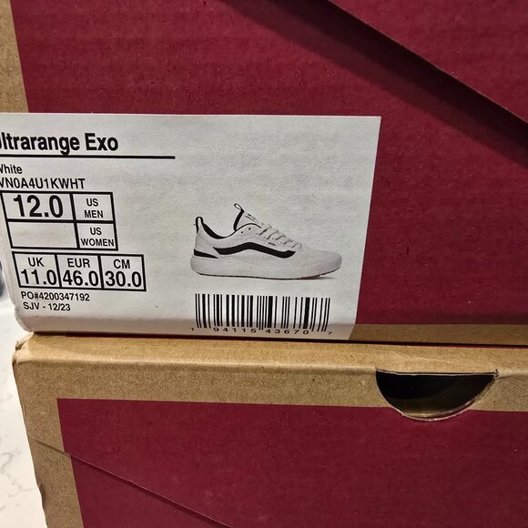 Vans Men's UltraRange Exo White Black Striped Trail Skate Shoes Size 12 NEW - Picture 10 of 10